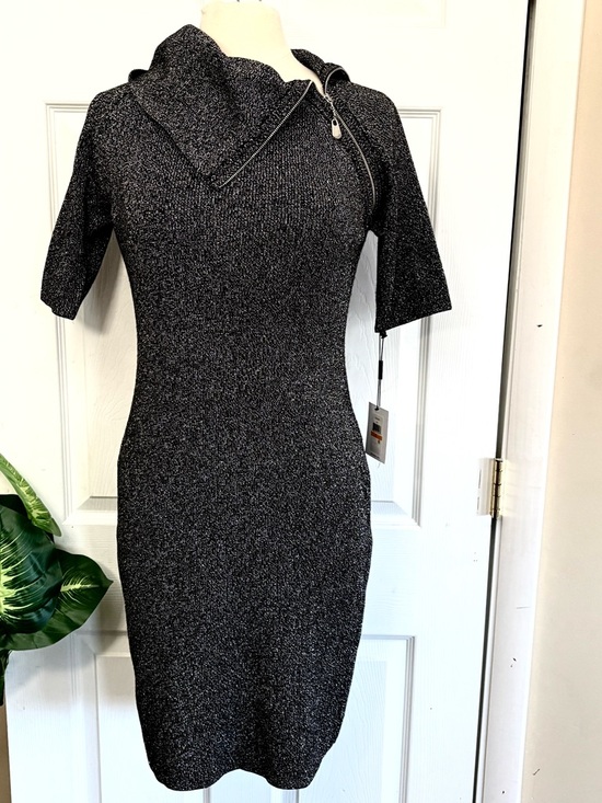 Calvin Klein Dresses & Skirts - Calvin Klein Metallic Grey Sweater Dress Size Small New